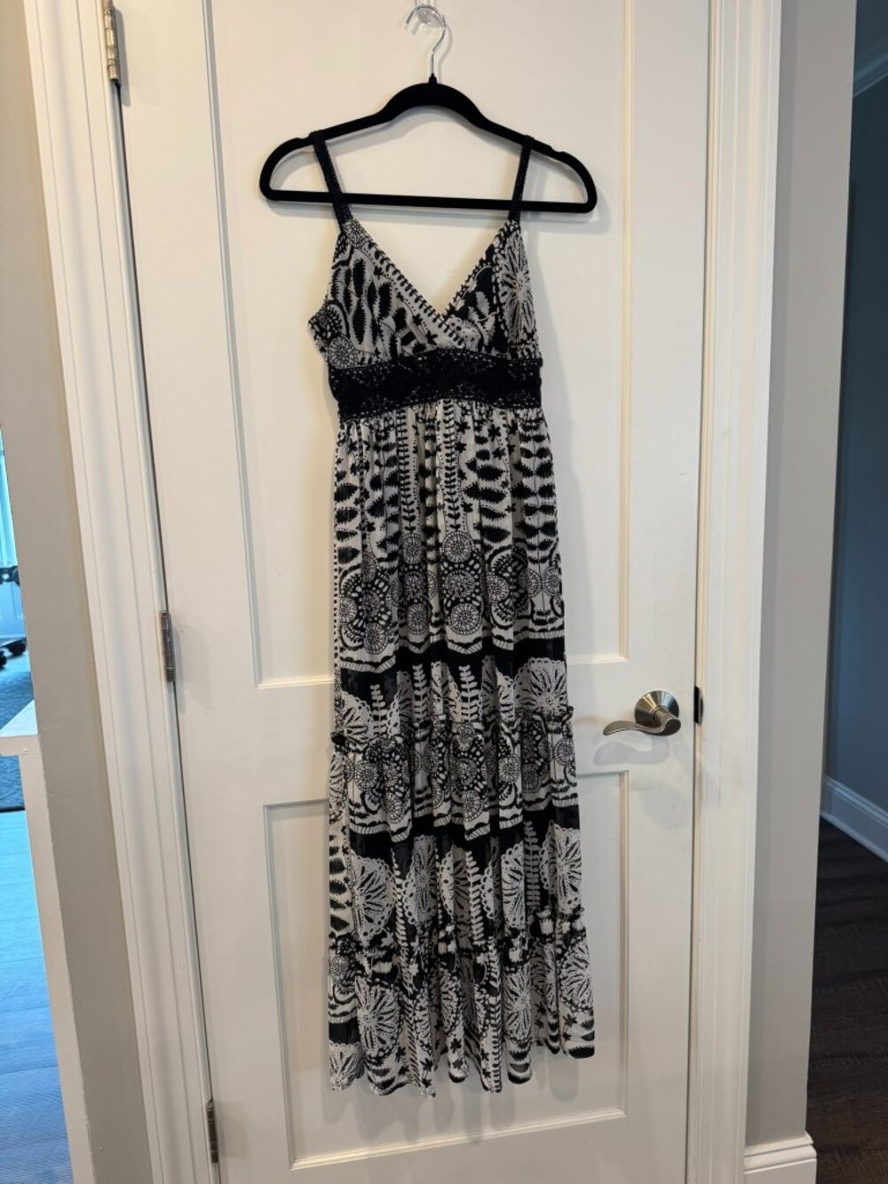 Black and White Maxi Dress with Lace Detail by Alyn Paige - Women's Size 5/6